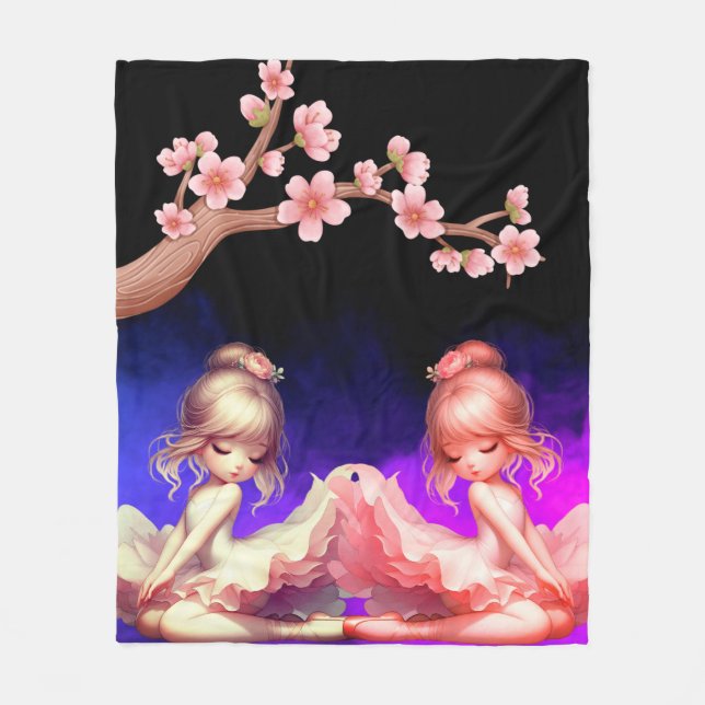  Ballerina Dancers Fleece Blanket (Front)