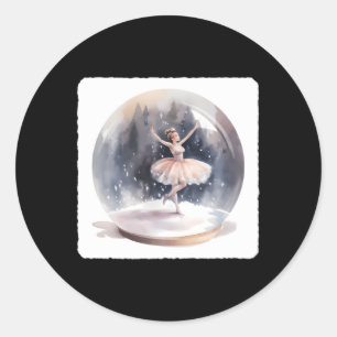 Ballerina Dancing In A Snow Globe Ballet Figurine  Classic Round Sticker