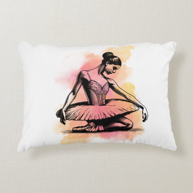 Ballerina Dancing in Color  Accent Pillow (Front)