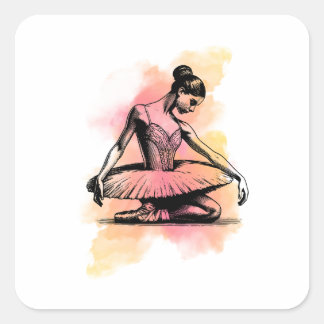 Ballerina Dancing in Color  Square Sticker