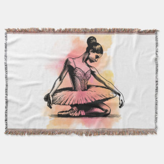 Ballerina Dancing in Color  Throw Blanket