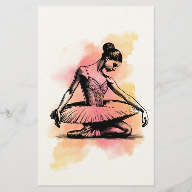 Ballerina Dancing in Colour  Stationery (Front)