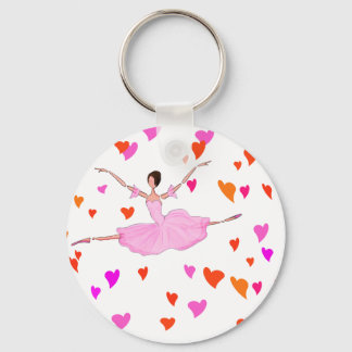 Ballerina dancing in Colourful Hearts Keychain