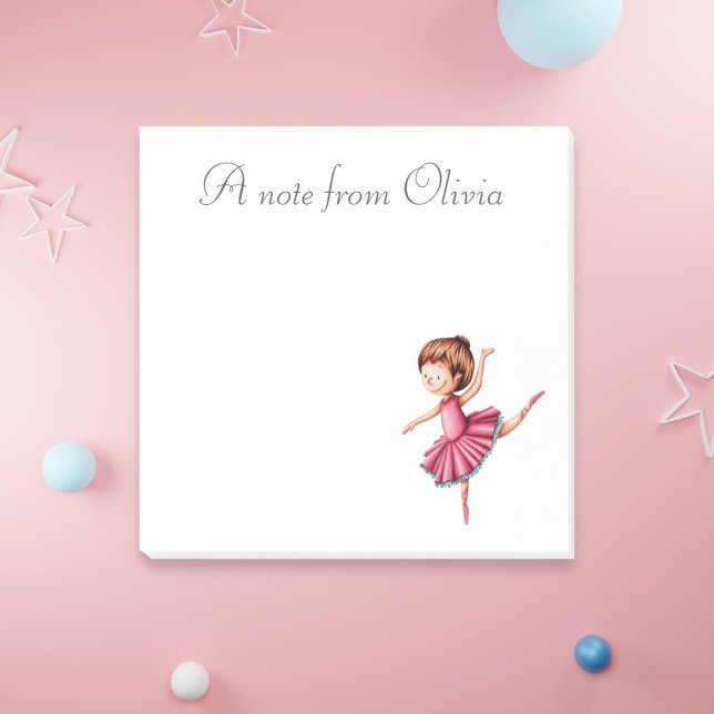 Ballerina Dancing in Pink Dress Personalized Post-it Notes (Creator Uploaded)