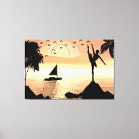 Ballerina Dancing Sunset Abstract silhouette Art