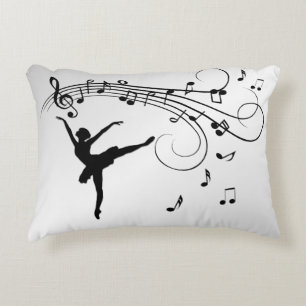 Ballerina Dancing with Music Accent Pillow