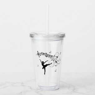 Ballerina Dancing with Music Acrylic Tumbler