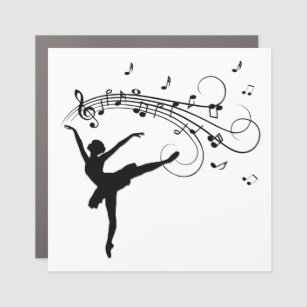 Ballerina Dancing with Music Notes Car Magnet