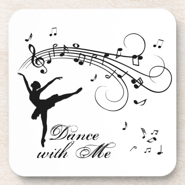 Ballerina Dancing with Music Notes Coaster (Front)