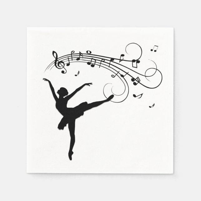 Ballerina Dancing with Music Notes Napkin (Front)