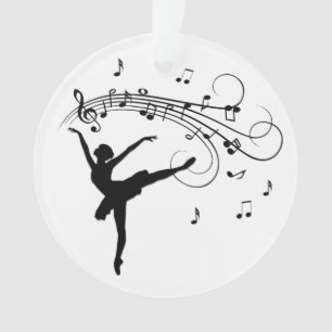 Ballerina Dancing with Music Notes Ornament