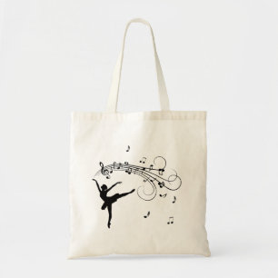 Ballerina Dancing with Music Notes Tote Bag