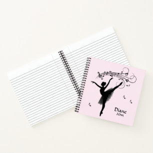 Ballerina Dancing with Music Personal Pink Notebook