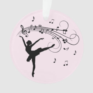 Ballerina Dancing with Music Pink Ornament