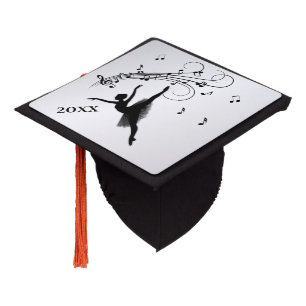 Ballerina Dancing with Music Silver Year Graduation Cap Topper
