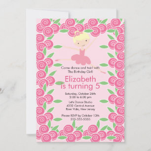 Ballerina Danse Anniversaire Invitation