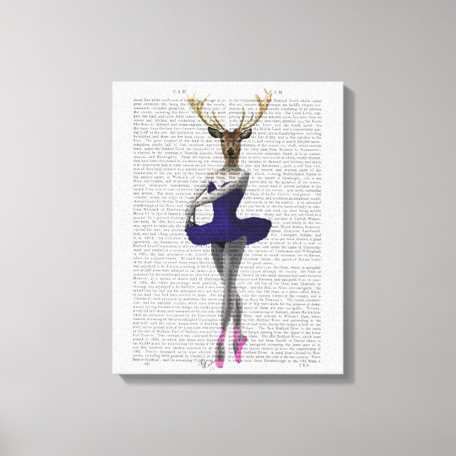 Ballerina Deer in Blue Canvas Print (Front)