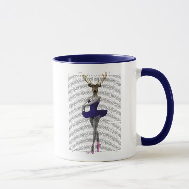 Ballerina Deer in Blue Mug (Right)