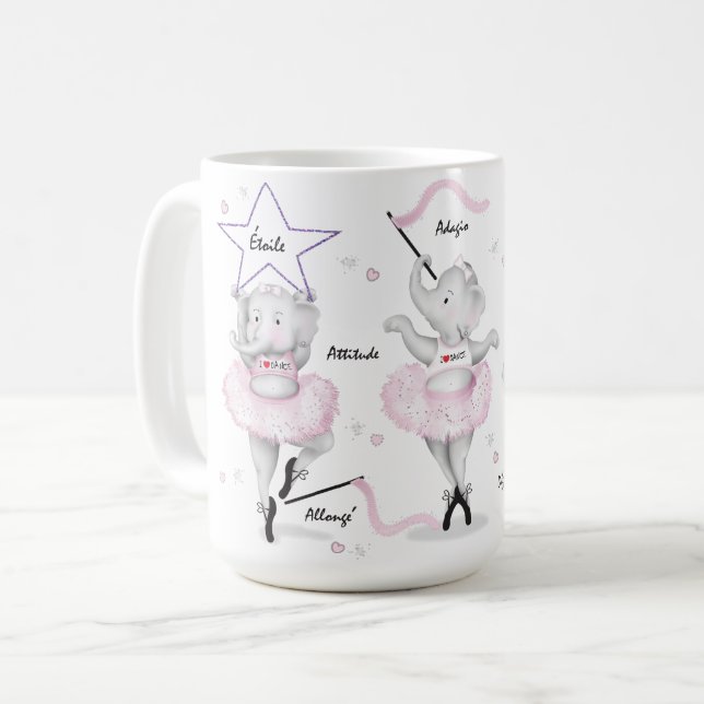 Ballerina Elephant Dance Recital Coffee Mug (Front Left)