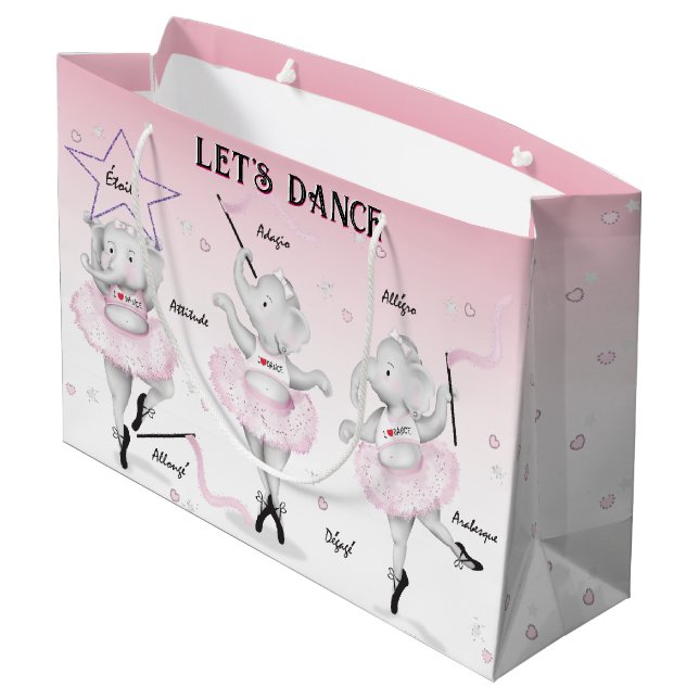 Ballerina Elephant Dance Recital Large Gift Bag (Back Angled)