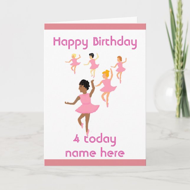 Ballerina, enfant carte d'anniversaire ajouter nom (Devant)