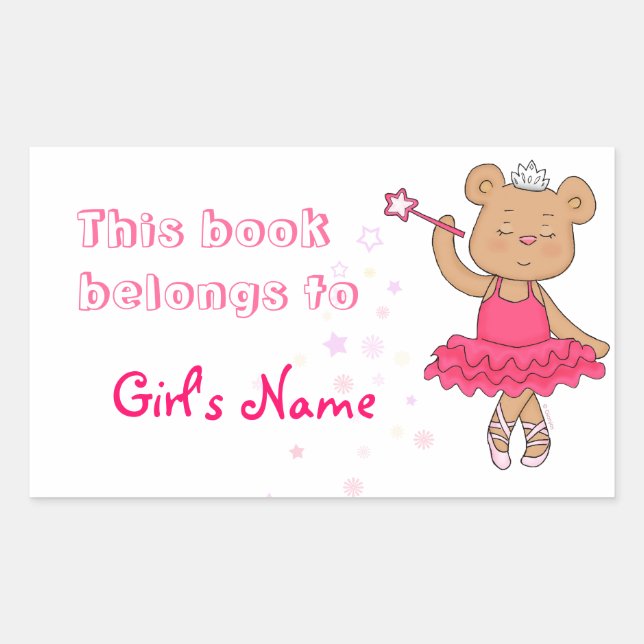 Ballerina Fairy Bear book label (Front)