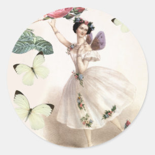 Ballerina Fairy Classic Round Sticker