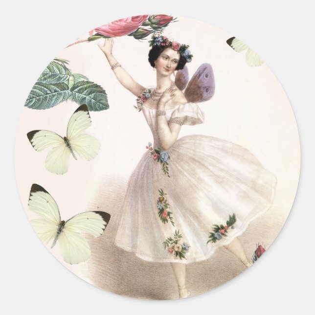 Ballerina Fairy Classic Round Sticker (Front)