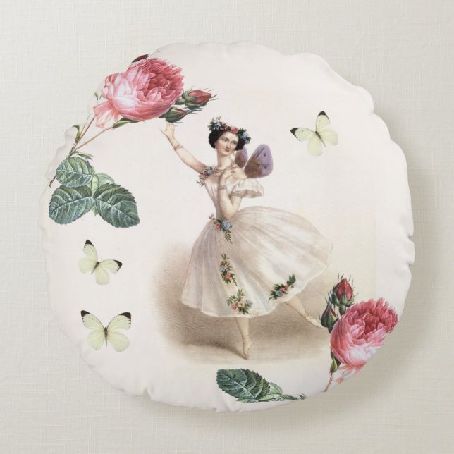 Ballerina fairy round pillow (Front)