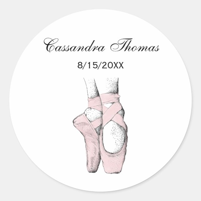 Ballerina Feet on Pointe #1 Lt Pink Classic Round Sticker (Front)