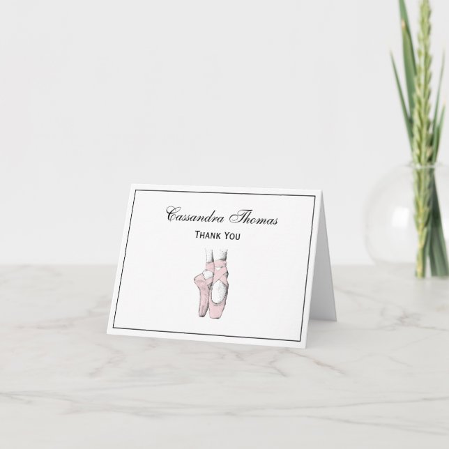 Ballerina Feet on Pointe #1 Lt Pink Thank You Card (Front)