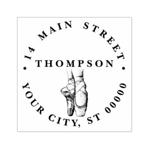 Ballerina Feet on Pointe #1 Name Return Address Rubber Stamp