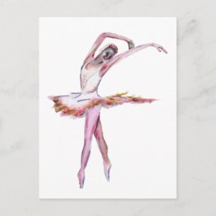 ballerina , female dancer , dance art postcard