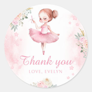 Ballerina fille anniversaire merci autocollants ro