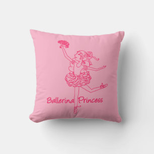 Ballerina fille rouge rose nom jeter oreiller