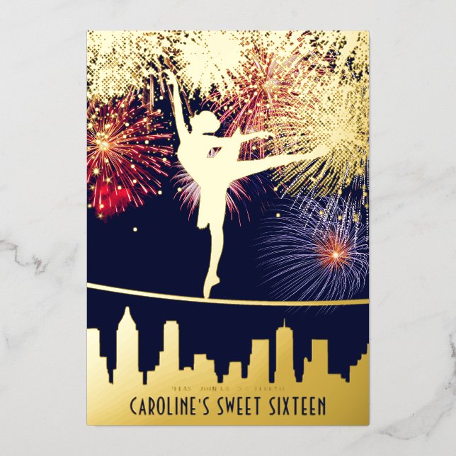 Ballerina Fireworks Skyline Sweet 16 Blue Gold (Front)