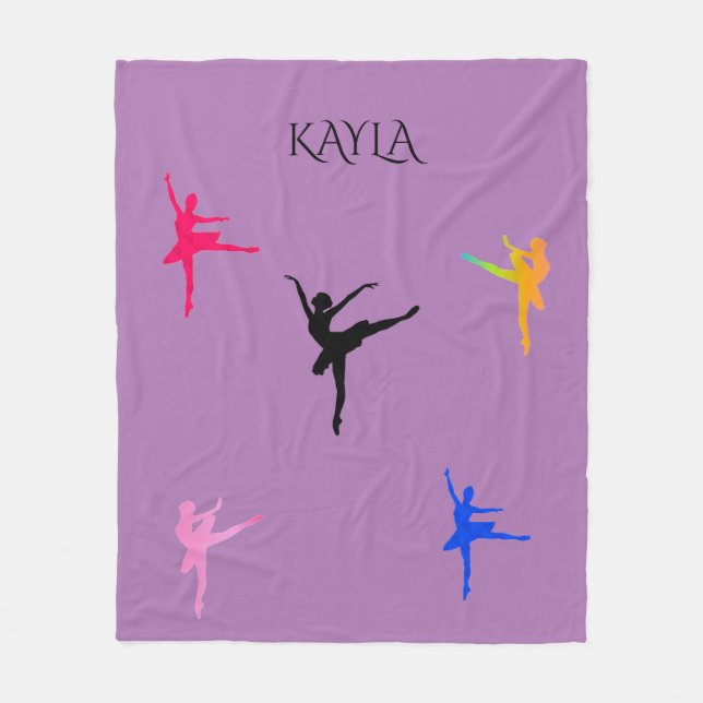 Ballerina  fleece blanket with personalized name. (Front)