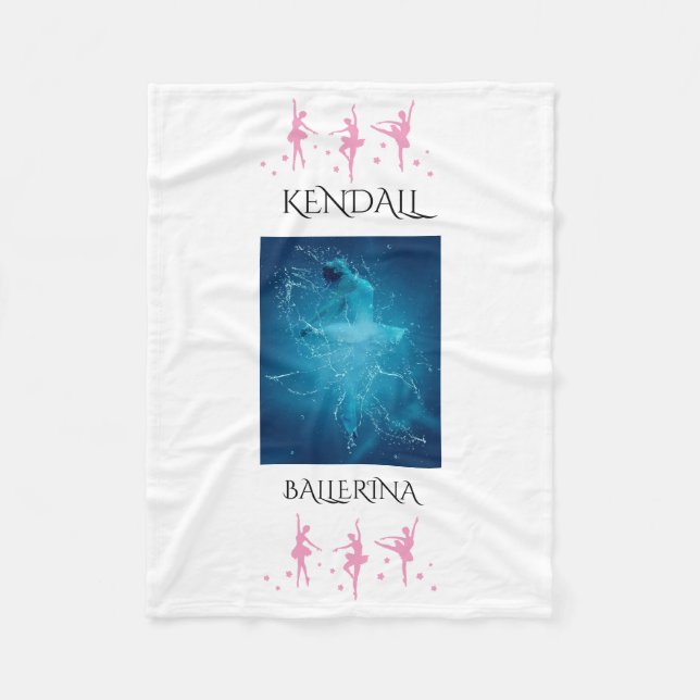 Ballerina fleece blanket with personalized name. (Front)