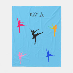 Ballerina fleece blanket with personalized name.