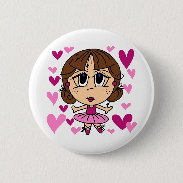 Ballerina Girl 2 Inch Round Button (Front)