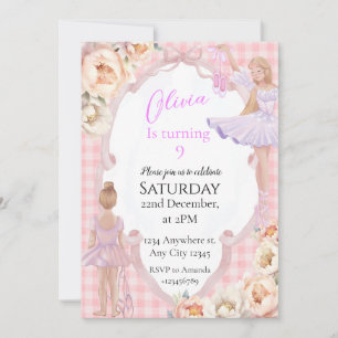 Ballerina Girl Anniversaire Fête Invitation