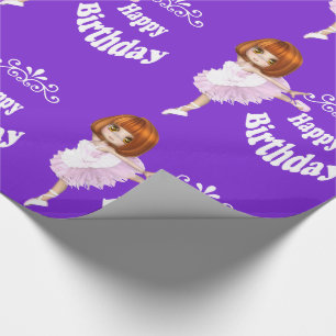 Ballerina Girl Ballet Dancing Happy Birthday Wrapping Paper