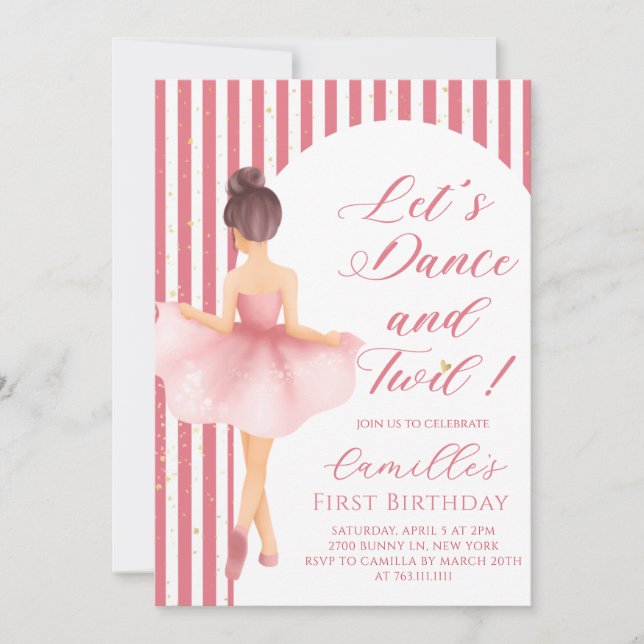 Ballerina Girl birthday Party Invitation (Front)