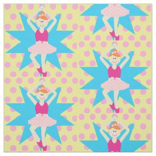 Ballerina Girl On Pink Polka Dot Fabric