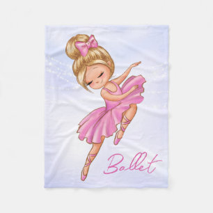 Ballerina Girl Pink, Purple Pretty Ballet Dance Fleece Blanket