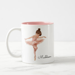 Ballerina Girl Pose Personalized Two-Tone Coffee Mug