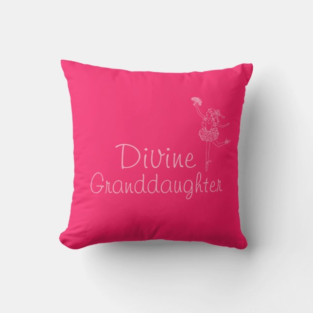 Ballerina girl red pink name granddaughter pillow (Front)