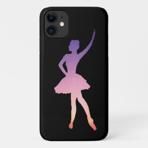 Ballerina girl silhouette pink purple iPhone 11 case