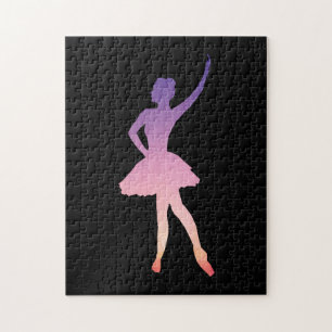 Ballerina girl silhouette pink purple jigsaw puzzle