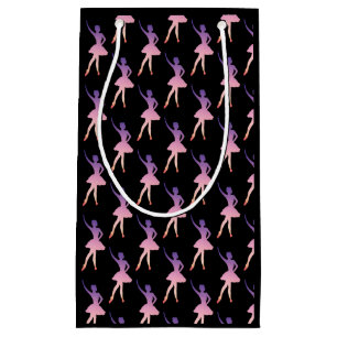 Ballerina girl silhouette pink purple  small gift bag